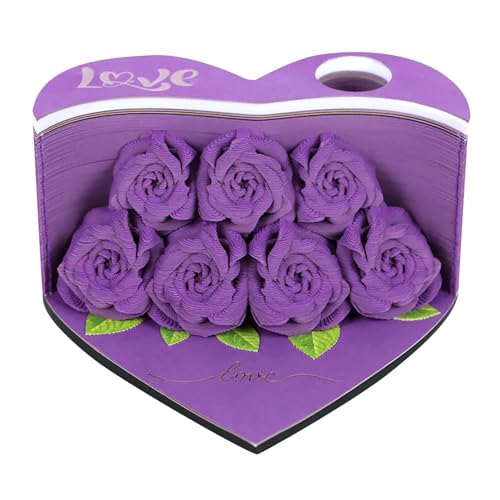 3D-Romantik-Rosen-Notizblock, Geschenke für Frauen, Abreißpapierkunst, Haftnotizen, 3D-Rosen-Papierskulptur, Schreibtischdekoration, Papierschnitzkunst, Geschenkkarte, Geschenke für Ihre Freundin, von Generisch