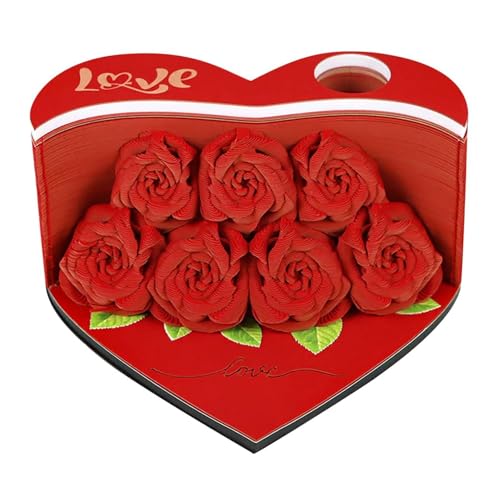 3D-Romantik-Rosen-Notizblock, Geschenke für Frauen, Abreißpapierkunst, Haftnotizen, 3D-Rosen-Papierskulptur, Schreibtischdekoration, Papierschnitzkunst, Geschenkkarte, Geschenke für Ihre Freundin, von Generisch