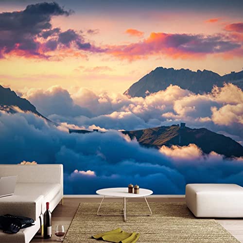 3D-Wandbild, Motiv: Berge, Landschaft, für Kinderzimmer, selbstklebende Wolken, Wandgemälde für Wohnzimmer, TV, Sofa, Thema oder Hotel, luxuriöser Hintergrund, Sonnenaufgang, Landschaft, von Generisch