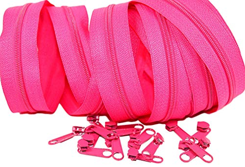 3m endlos Reißverschluss plus 15 Zipper, Spirale 3mm- pink (0,50€/m). endlos Reißverschluss, Meterware, bunte Reißverschlüsse, 3mm Reißverschluss, von Generisch