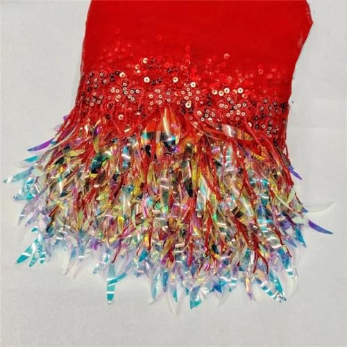 4,5 m 15 cm Pailletten Quaste Fransen Tanzkleid Spitzenbesatz Stickerei Band Bänder DIY Nähzubehör Rot von Generisch
