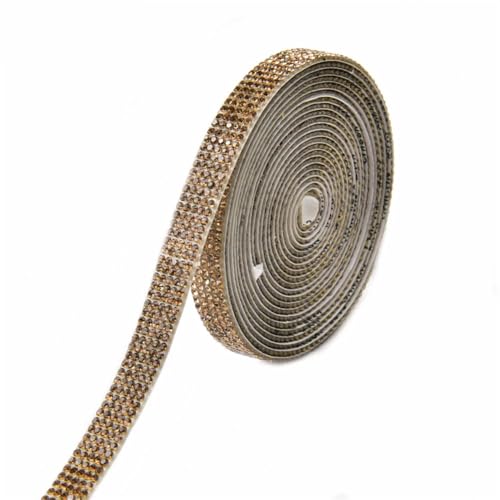 4,5 m selbstklebender Strass-Aufkleber, Diamant-Mesh-Band, Strass-Bordüre für Dekoration, Basteln, Topas, 7 R-1,5 cm, 4,5 m von Generisch