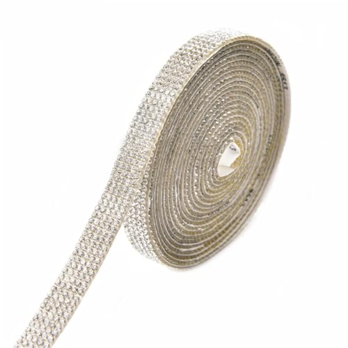 4,5 m selbstklebender Strass-Aufkleber, Diamant-Mesh-Band, Strass-Bordüre für Dekoration, Handwerk, Strass, 5 R-1 cm, 4,5 m von Generisch