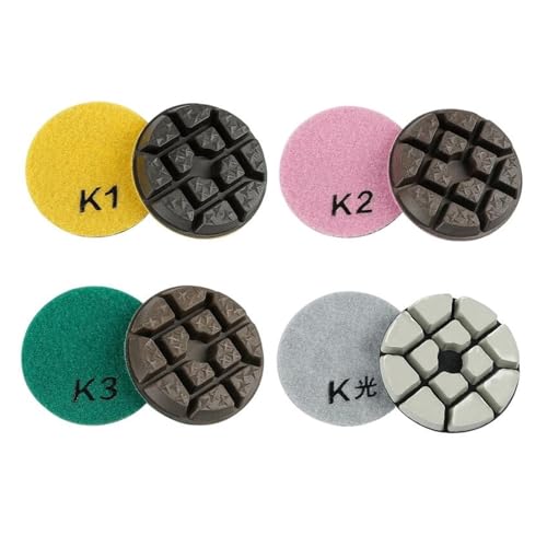 4 Stück 7,6 cm 80 mm Trockengebrauch, Zement-Terrazzo-Polierpads, 4 Stufen, Polierpads für Bodenrenovierung, Schleifwerkzeuge, mit 4 Körnungen von Generisch