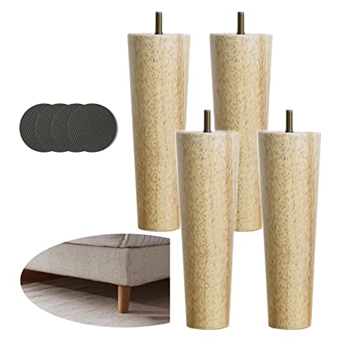 4 x Ersatz-Möbelbeine aus Massivholz mit vorgebohrten Schrauben, ideal für Kommode, Couchtisch, Stuhl, TV-Ständer, Schrank, Holzfarbe, 8 mm, Aufhängerbolzengröße: 8 cm von Generisch