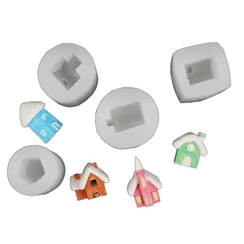 4 x Set kleine Haus-Silikonformen, Seife, Harze, 3D-Kerzenformen von Generisch