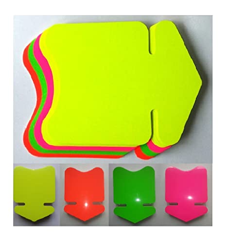 40 Pfeile - Preisschilder aus Neon Plakatkarton gemischt 19,8 x 25,7 cm 380g/qm Werbesymbole von dakomyo