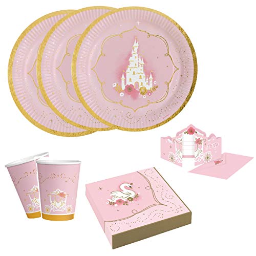 44-teiliges Princess for a Day Party Set für 8 Personen Mädchen Geburtstag Birthday Girl Prinzessin von Generisch