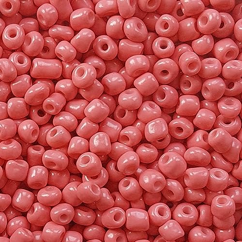 [45,00 Euro/kg] Glasperlen Rocailles salmon rot Perlen Glas Größe 4mm, Menge 20 Gramm DIY Schmuckherstellung Seed Beads Schmuck von Generisch