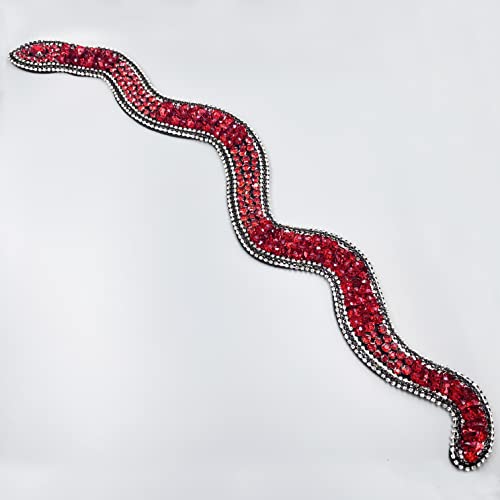 45,7 cm große, glitzernde Strasssteine und Pailletten, rote Schlangenform, Applikation, Band für Outfit von Generisch