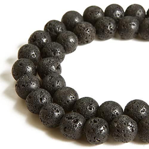 45 Stück 8 mm schwarze Lava-Perlen, natürliche Edelsteine, runde lose Perlen für Schmuckherstellung 45 Stück 8 mm schwarze Lava-Perlen, natürliche Edelsteine, runde lose Perlen für Schmuckherstellung von Generisch