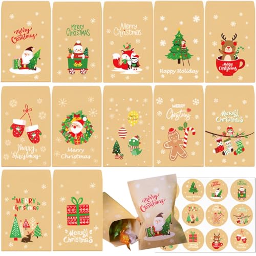 48pcs Papiertüten weihnachten, adventskalendertüten, Weihnachtsgeschenktüten, für Weihnachtsgeschenke, Hochzeitsandenken auch Exquisit für Weihnachtsfeiern und Make-up-Partys von Generisch