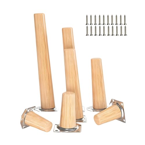 4er Set Möbelfüße Holz Tischbeine Möbelbeine Mit Montageplatten Schrauben Füße Für Möbel Sofas Schränke Tische Und Stühle(20cm/8in) von Generisch