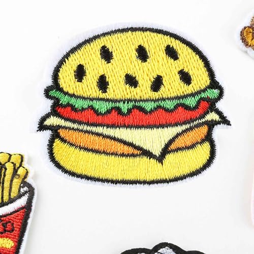 5 Stück Cookies Kekse Aufbügler Patches Kekse Applikationen Aufkleber Gestickte Dekorative Patches DIY Nähen Dekoration für Jacke, Hüte, Schuhe, Taschen, Kleidung (Burgers) von Generisch