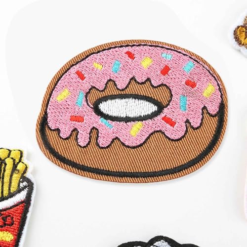 5 Stück Cookies Kekse Aufbügler Patches Kekse Applikationen Aufkleber Gestickte Dekorative Patches DIY Nähen Dekoration für Jacke, Hüte, Schuhe, Taschen, Kleidung (Donuts) von Generisch