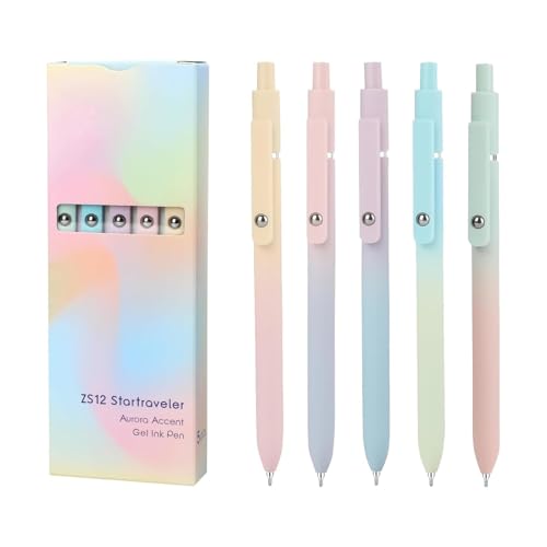 5 Stück Gelstifte Set, 0,7 mm Einziehbare Gelstifte Gel Pen mit Schnell Trocknender Tinte, Kugelschreiber Personalisiert Glatte Schreibstifte, Aesthetic Stifte Set für Schule und Büro Gadgets von Generisch