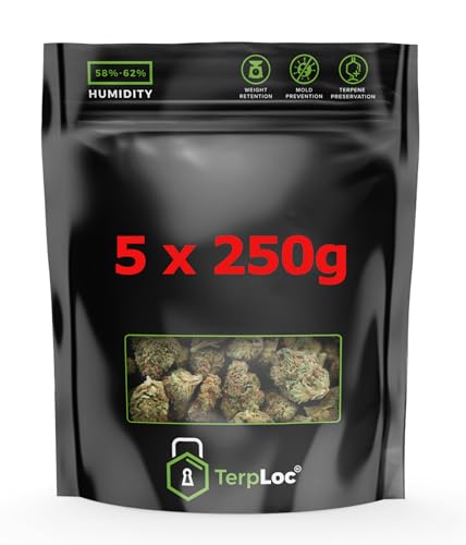 5 x 250g Terploc Grove Bags, Luftdichte Aufbewahrungsbeutel mit Feuchtigkeits- und Geruchskontrolle + UV-Schutz von Generisch