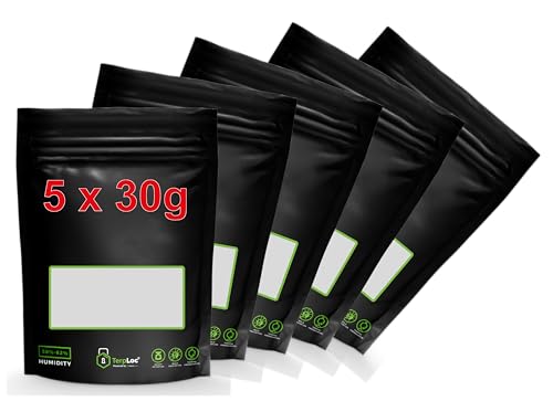 5 x 30g Grove Bags, Luftdichte Aufbewahrungsbeutel mit Feuchtigkeits- und Geruchskontrolle + UV-Schutz von Generisch