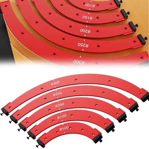 5 x runde Eckradius-Schablonen für Holzbearbeitung, Oberfräsen-Eckradius-Schablone, Holzbrett-Bogenschneiden, Hilfswerkzeug für Schrank, Kleiderschrank, Ecken, Schalterlöcher, R100/R150/R200/R250/R300 von Generisch