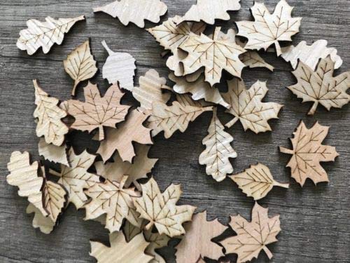 50 Streudeko Holz Tischdeko Deko BastelZubehör Streuteile Blatt Blätter Herbst von Generisch