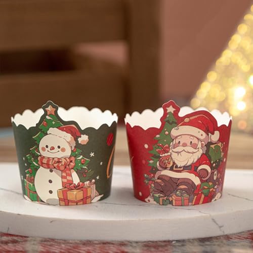 50 Stück Weihnachts-Cupcake-Topper, Partyzubehör, Gastgeschenke, Weihnachtskuchendekorationen, Ornamente für Partyzubehör, Gastgeschenke von Generisch