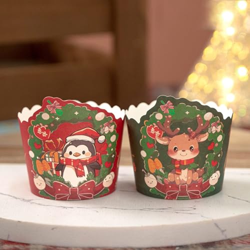 50 Stück Weihnachts-Cupcake-Topper, Partyzubehör, Gastgeschenke, Weihnachtskuchendekorationen, Ornamente für Partyzubehör, Gastgeschenke von Generisch