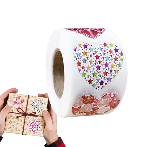 500 Piece Heart Sticker Rolls - Lustige selbstklebende Herzaufkleber, Label -Aufkleber Aufkleber | Lehrer -Klassenzimmerpreisdiagramme Lesezeichen, farbenfrohe Herzrollbezeichnungen dekoratives Label von Generisch