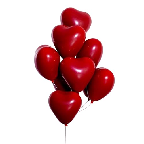 50Pc rote Herzballons Valentinstag 25 cm Herzform Latexballons für Hochzeit Brautparty Jahrestag Geschenk Freundin Ich Liebe Dich Valentines Day Gifts von Generisch