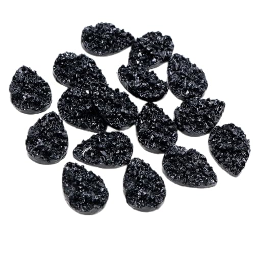 50pcs Harz 10 * 14mm Bling Teardrop Flatback Strass Ornamente DIY Hochzeit Appliques Craft (Black-S) von Generisch