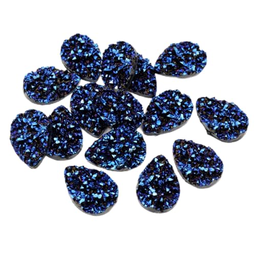 50pcs Harz 10 * 14mm Bling Teardrop Flatback Strass Ornamente DIY Hochzeit Appliques Craft (Dark Blue-L) von Generisch