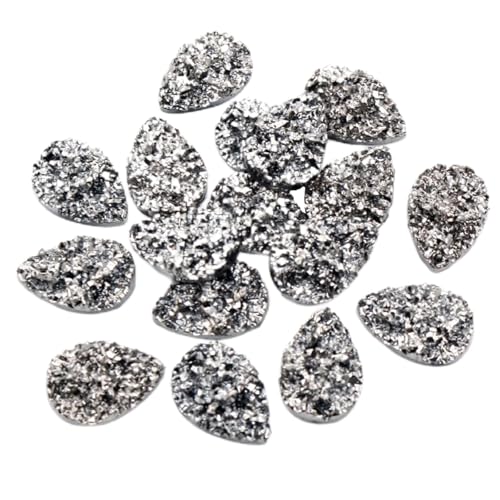 50pcs Harz 10 * 14mm Bling Teardrop Flatback Strass Ornamente DIY Hochzeit Appliques Craft (Silver-L) von Generisch