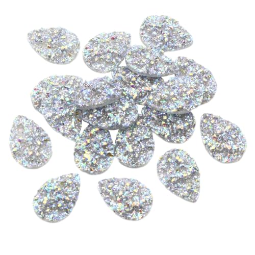 50pcs Harz 10 * 14mm Bling Teardrop Flatback Strass Ornamente DIY Hochzeit Appliques Craft (White-L) von Generisch