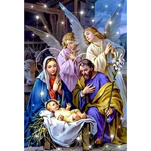 5D DIY Diamond Art Painting Full Drill für Erwachsene Gott Jesus Jungfrau Maria Muster Diamantzeichnung Runder Diamant Kreuzstich Painting Malen nach Zahlen für Zuhause Wanddekoration 50x60 cm von Generisch