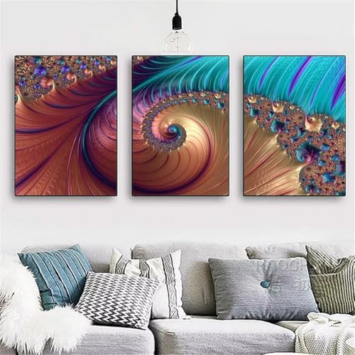 5D Diamant Painting Set,3 Stück Diamond Painting Bilder,DIY Diamant Malerei Kinder Erwachsene Diamond Painting nach Zahlen Diamond Art Kits für Home Wall Décor Abstrakter Wirbel Round 120x60cm Y3726 von Generisch