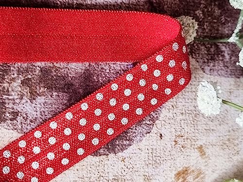 5m Elastisches Schrägband Mit Punkte 16mm breit - Rot OEKO-TEX Made in Holland von Generisch