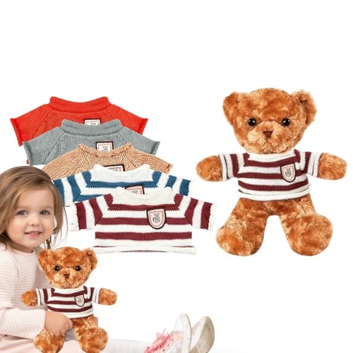 5pcs Build A Bear, Bär Plüsch mit Kleidung, Build a Bear Clothes - 12 Inch niedlichen Plüsch Bär, kleine Plüsch Bär Puppe Kostüm, Bär Shirts Plüschtier Kleidung Kit, Build Bear Outfits Zubehör von Generisch