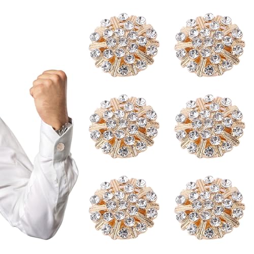 6 Stück Strass Knopfabdeckungen Kein Nähen Strass Knopfabdeckungen Strass Zubehör für Hochzeit Dekoration Brautstrauß Einladungen Haarschmuck von Generisch