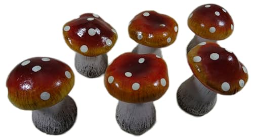 6er Set Pilz Herbstdeko je 7 x 5 cm Ø Fliegenpilz Herbst Deko Tischdeko GTT J303 von Generisch