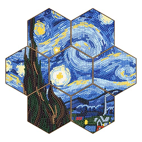 7 Stück Diamond Painting Untersetzer Mit Halter, 5D Diamant Painting Tassenuntersetzer, Diamond Painting Erwachsene Art Untersetzer für Heim Dekorationen (01-The Starry Night) von Generisch