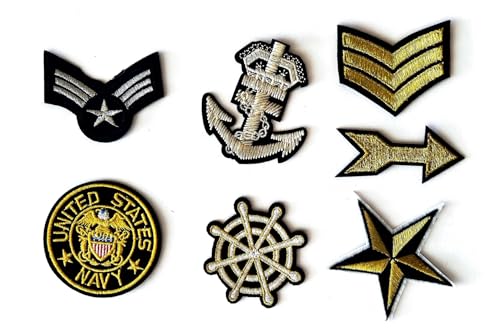 7 Stück Military Army Patch Sticker Anker Iron On Aufbügler Aufnäher Kleidung Patch Military7 PA-138 von Generisch