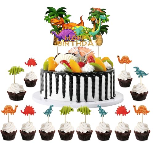 Tortendeko, 73 Stück Dino Kuchen Deko, Kinder Birthday Tortendeko Dinosaurier, Junge Dino Geburtstag Deko, Geburtstag Birthday Cake Topper, Sehr Geeignet für Kinder Geburtstag Torten Deko. von Generisch