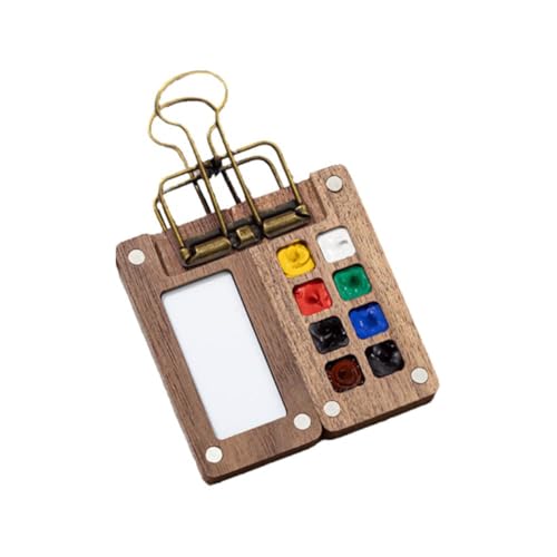 8/15 tragbare Mini-Farbmischboxen, Raster, Holz, handgefertigt, Aquarell-Farbkasten, Zubehör für Kinder von Generisch