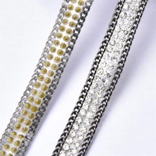 8 mm breites Glasband, Hotfix-Strassband, Glitzer-Strass-Kette, Streifen für Dekoration, schwarz, 2 Meter - zum Aufbügeln von Generisch