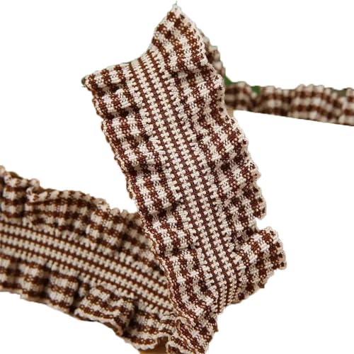 9,1 m, kariertes elastisches Rüschenband, DIY-Haarband, Schleife, Haar-Accessoires, handgefertigtes Klebeband, Verpackung, Kaffee, 20 mm 9,1 m, kariertes elastisches Rüschenband, DIY-Haarband, Schleife, Haar-Accessoires, handgefertigtes Klebeband, Verpackung, Kaffee, 20 mm von Generisch