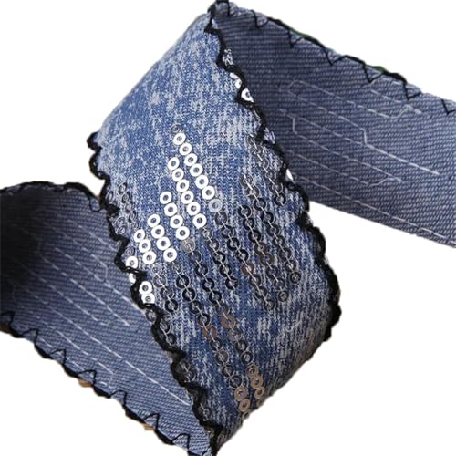 9,1 m Pailletten-Denim-Bänder, 38 mm, DIY-Haarschleife, Zubehör, handgefertigtes Klebeband, Basteln, Nähen, 6 x 40 mm 9,1 m Pailletten-Denim-Bänder, 38 mm, DIY-Haarschleife, Zubehör, handgefertigtes Klebeband, Basteln, Nähen, 6 x 40 mm von Generisch