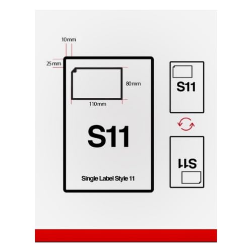 A4 integrierte S11 Etiketten - Laser- und Tintenstrahldrucker - ideal für Thekenversandetiketten - weiß - 100 Blatt von Generisch