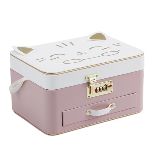 Abschließbare Schmuckschatullen für Frauen – Schmuck-Organizer-Box, abschließbare Aufbewahrungsbox, Kinder-Schmuckschatulle, große Kapazität, Ring-, Halsketten-Schmuckbox, Ohrring-Aufbewahrung für von Generisch