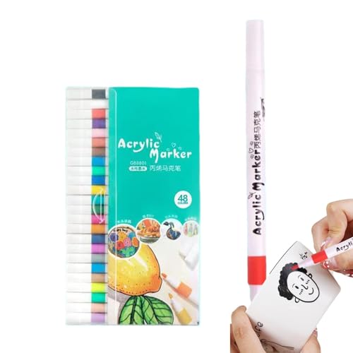 Acryl-Marker Stifte Set | Malmarker | Schnell Trocknende, Wasserfeste Acrylmalerei Zubehör, Acrylstifte für Stoff, Stein, , Metall, Porzellan von Generisch