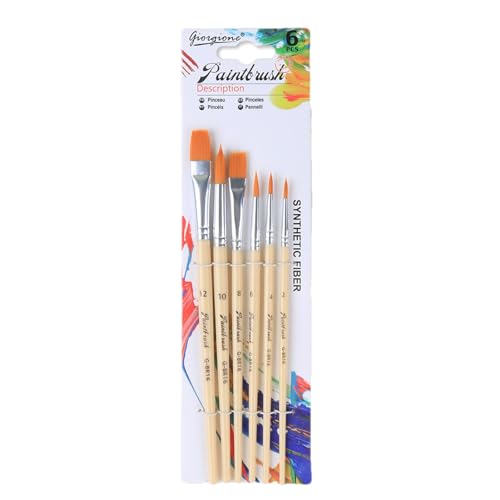 Acryl-Pinsel-Set, 6-teilig, Künstlerpinsel, Bastelpinsel-Set, Aquarell-Pinsel für Gesichtsbemalung, professionelle Künstler-Bastelpinsel von Generisch