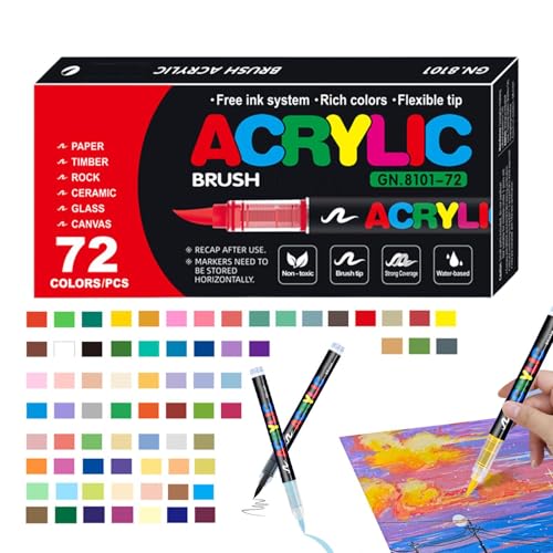 Acryl-Pinselmarker, Malstift für Papier, sonnenbeständige Acrylfarben-Marker, für Kunstprojekte, Zeichnen, Leinwand, Papier von Generisch